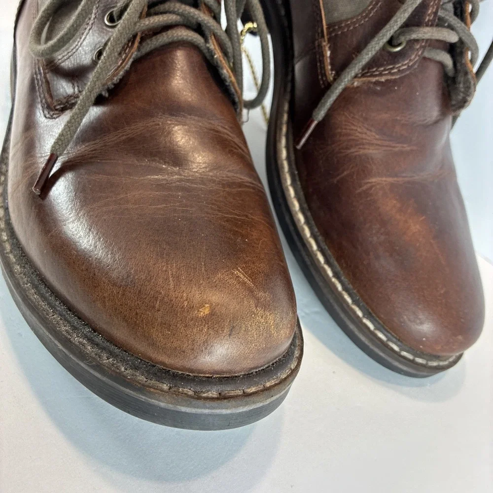 Men's 9.5 Boots Crevo Chestnut Brown Leather Boots Reginald 200 GUC Shearling